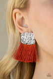 Plume Bloom - Orange Fringe Post Earrings