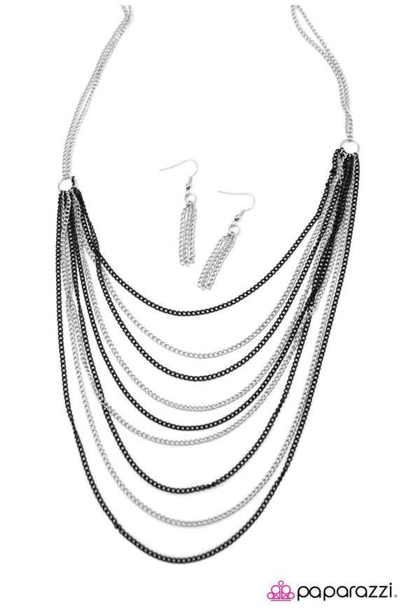 Feeling Haute, Haute, Haute! - Silver/Black Necklace - Box 16 - Silver