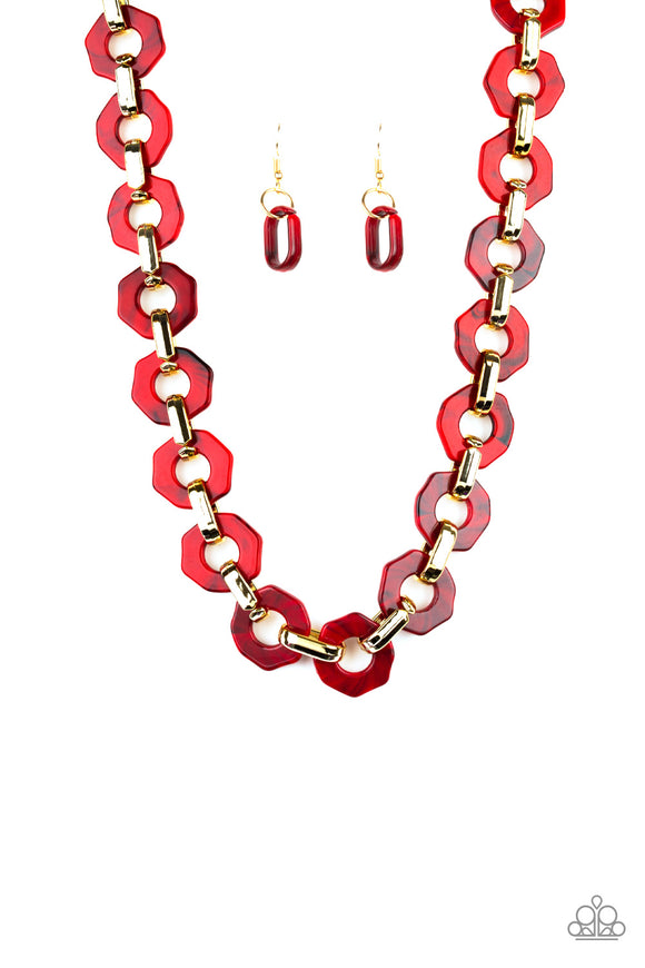 Fashionista Fever - Red Necklace - Box 4 - Red