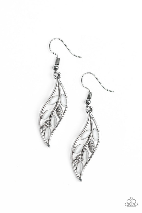 Sparkling Stems - White Earring