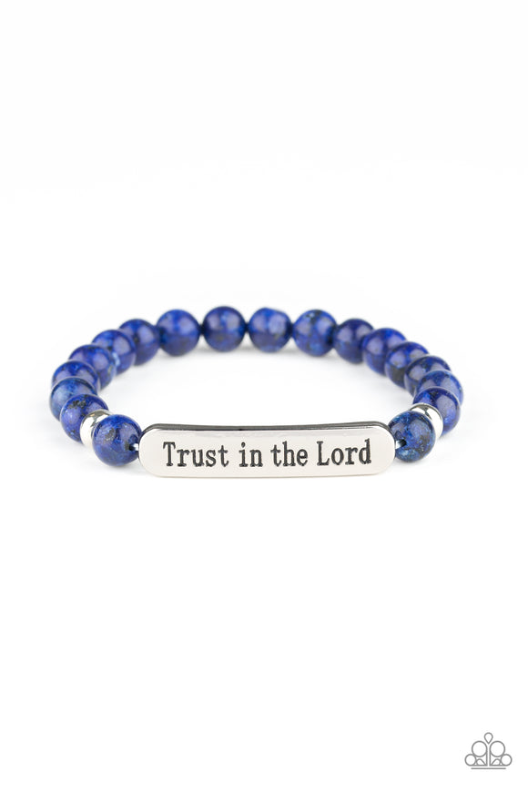 Trust Always - Blue Stretch Inspirational Bracelet - Box 2