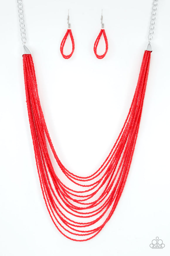 Peacefully Pacific - Red Seed Bead Necklace - Box 5 - Red