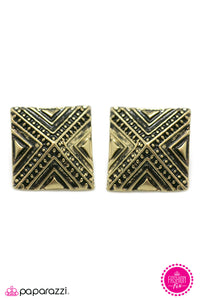 Dance Of The Pyramids - Brass Post Earring - Box 1 - Brass