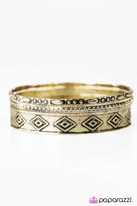 Dunes And Diamonds - Brass Bangle Bracelet