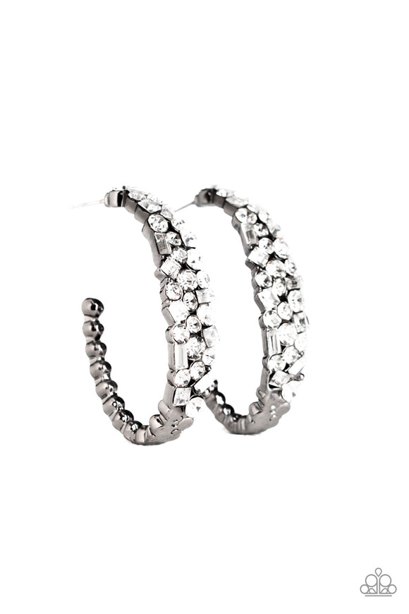 A GLITZY Conscience - Black  Hoop Earring