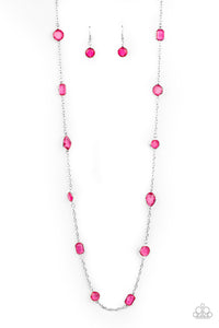 Glassy Glamorous - Pink Necklace - Box 7 - Pink