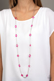 Glassy Glamorous - Pink Necklace - Box 7 - Pink