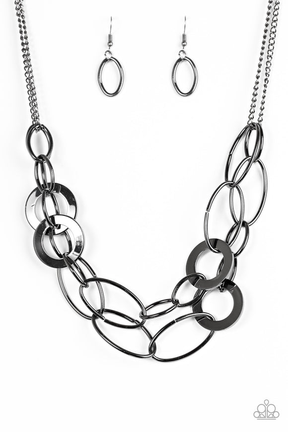 Metallic Maverick - Black Necklace - Box 9 - Black