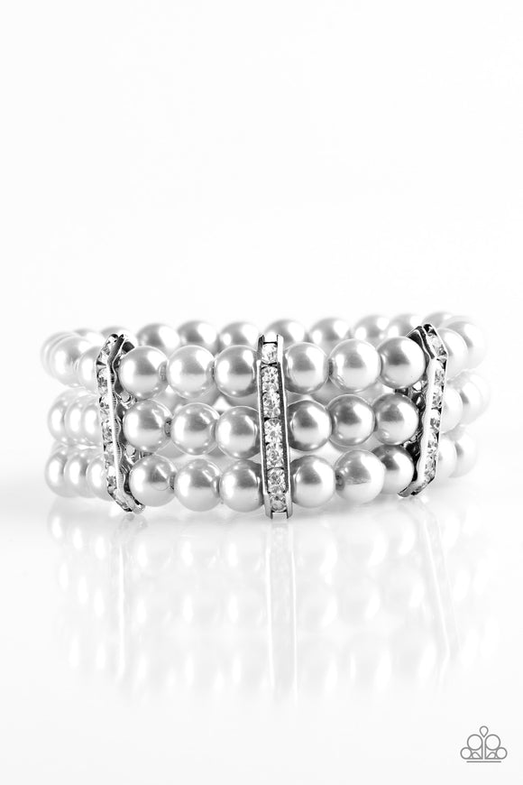 Put On Your GLAM Face - Silver Stretch Bracelet - Stretch Silver Box