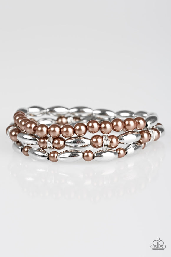 Chic Contender - Brown Stretch Bracelet