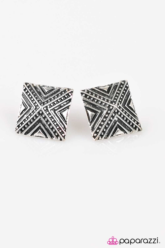 Dance Of The Pyramids - Silver Post Earring - Box 2 - Silver