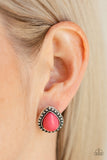 Boldly Beaded - Pink Post Earrings