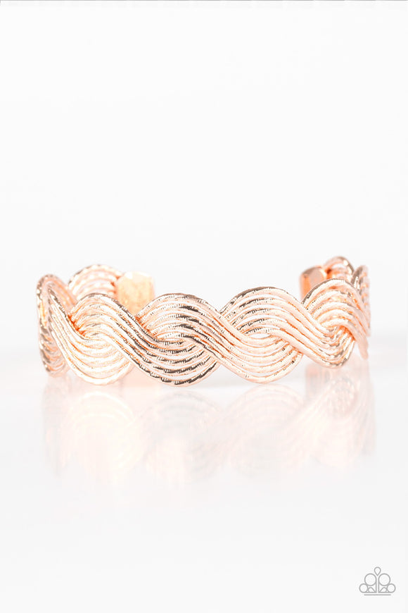 Braided Brilliance - Rose Gold Cuff Bracelet - Bangle Gold Box