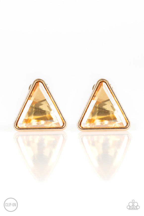 Timeless In Triangles - Gold Clip-On Earrings - Box 1