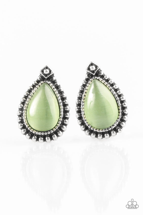 Wouldn't GLEAM Of It - Green Post Earring - Box 1 - Green