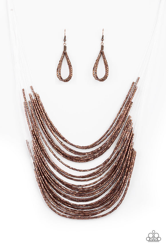 Catwalk Queen - Copper Seed Bead Necklace - Box 7 - Copper