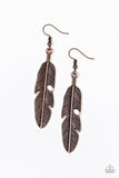 Feathers QUILL Flv - Copper Earring