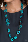Waikiki Winds - Blue Wooden Necklace - Box 6 - Blue