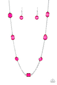 Glassy Glamorous - Pink Necklace - Box 8 - Pink