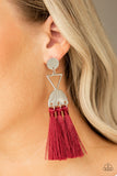 Tassel Trippin' - Red Post Fringe Earring - Box 1 - Red