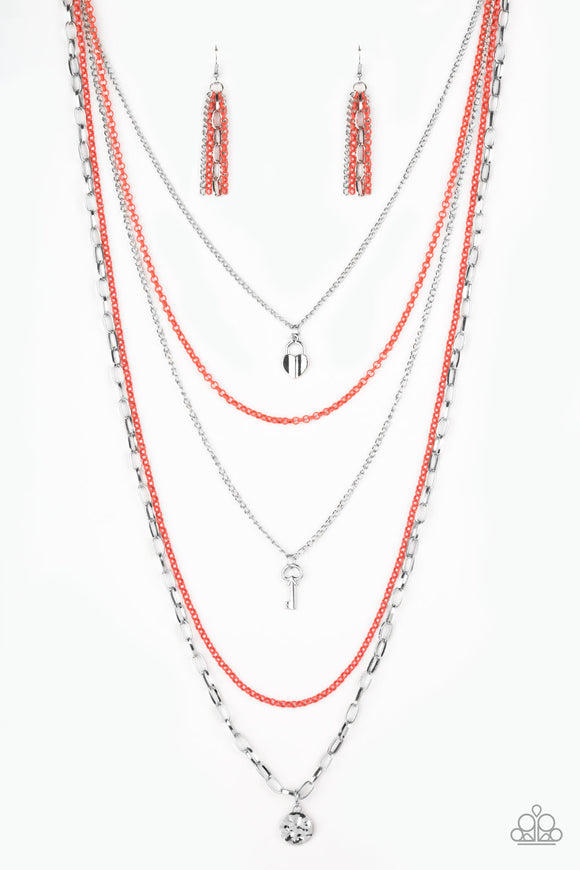 Right On Key - Orange Necklace - Box 3 - Orange