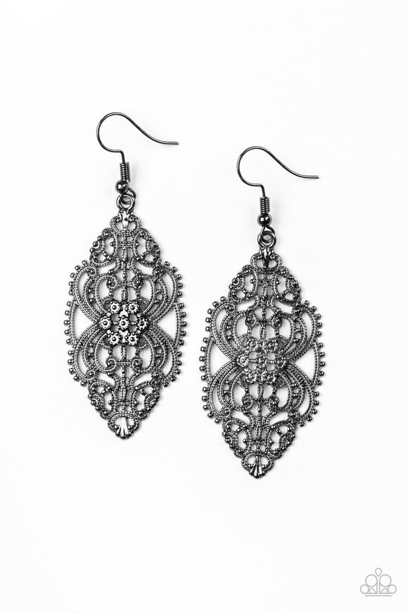 Ornately Ornate - Black Earring