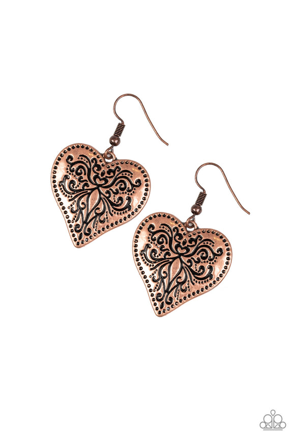 Western Heart - Copper Earrings