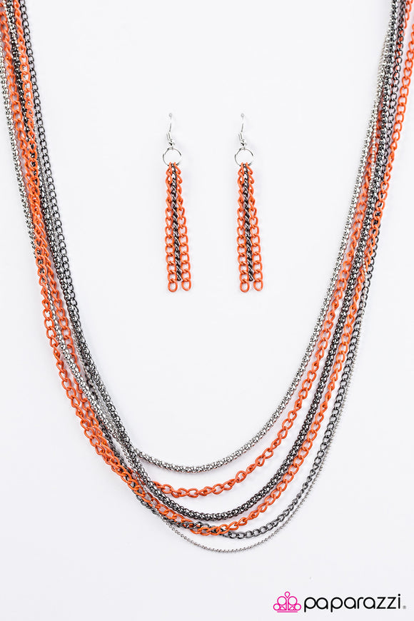 Colorful Calamity - Orange Necklace - Box 4 - Orange