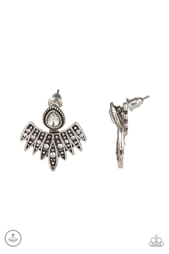 Wing Fling - White Double-Sided Post Earring - Box 1 - Double-Sided Post