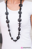 Tropical Tango - Black Wooden Necklace - Box 15 - Black