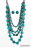 Fiji Flair - Blue Wooden Necklace - Box 6 - Blue