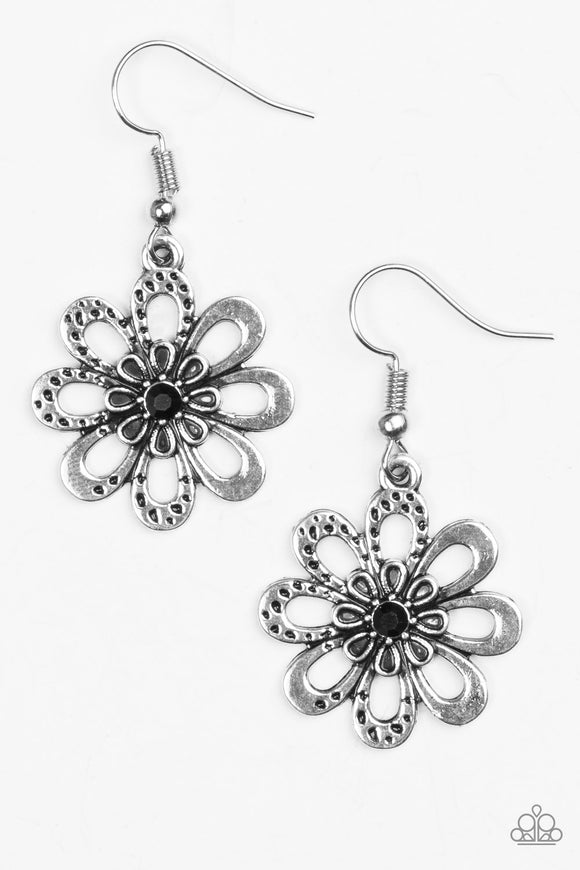 Fashion Floret - Black Earring