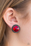 Money Makes The World Go Round - Red Clip-On Earring - Box 1