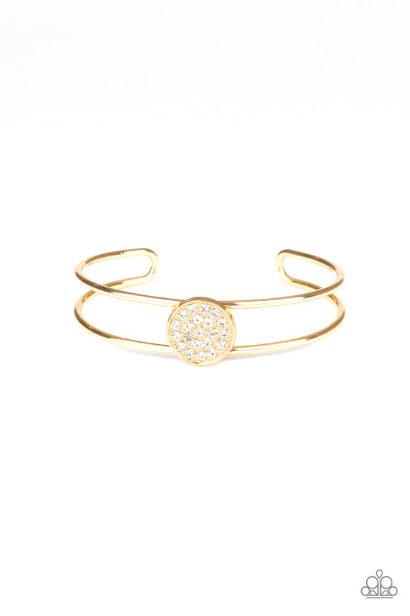 Dial Up The Dazzle - Gold Cuff Bracelet