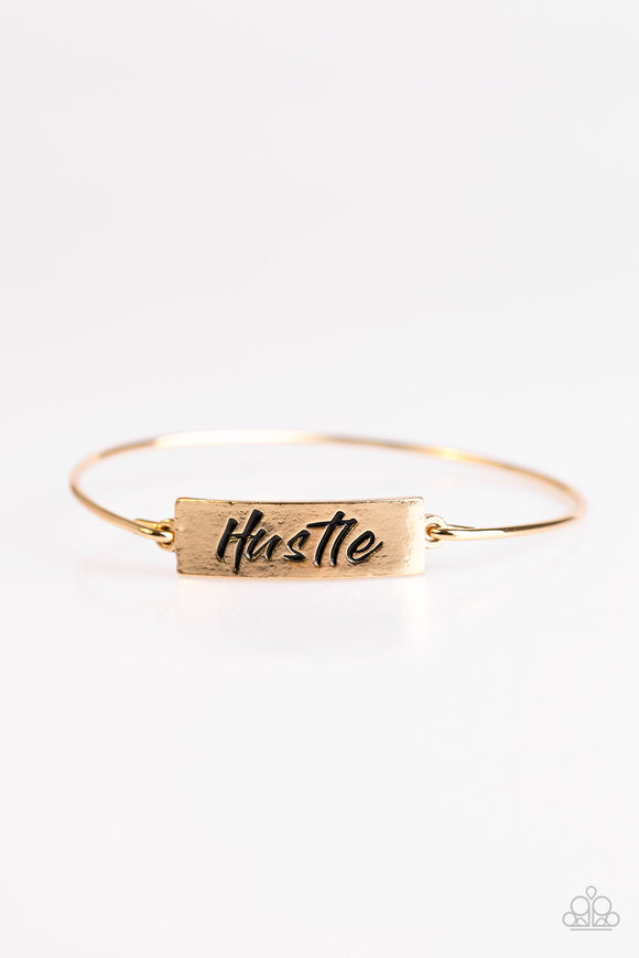 Hustle Hard - Gold Bracelet - Bangle Gold Box