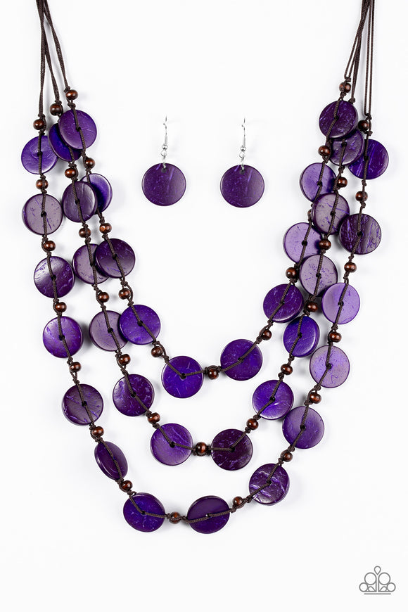 Tiki Tango - Purple Wooden Necklace - Box 7 - Purple