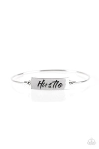 Hustle Hard - Silver Bracelet - Bangle Silver Box