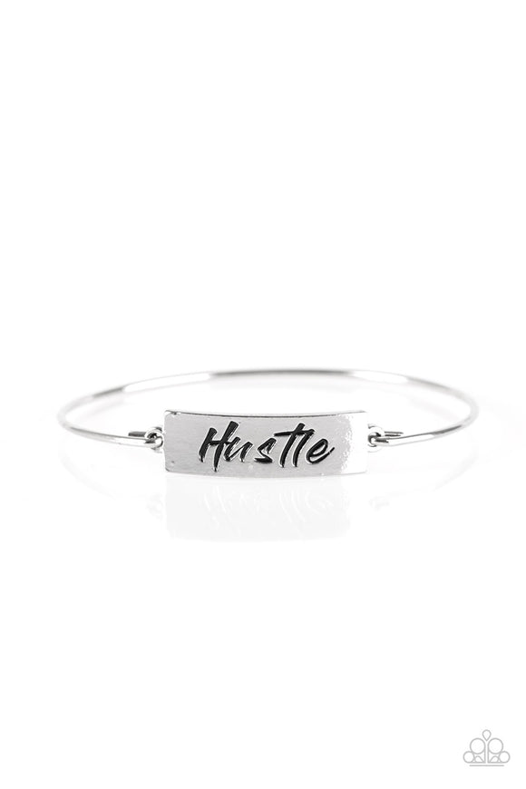 Hustle Hard - Silver Bracelet - Bangle Silver Box