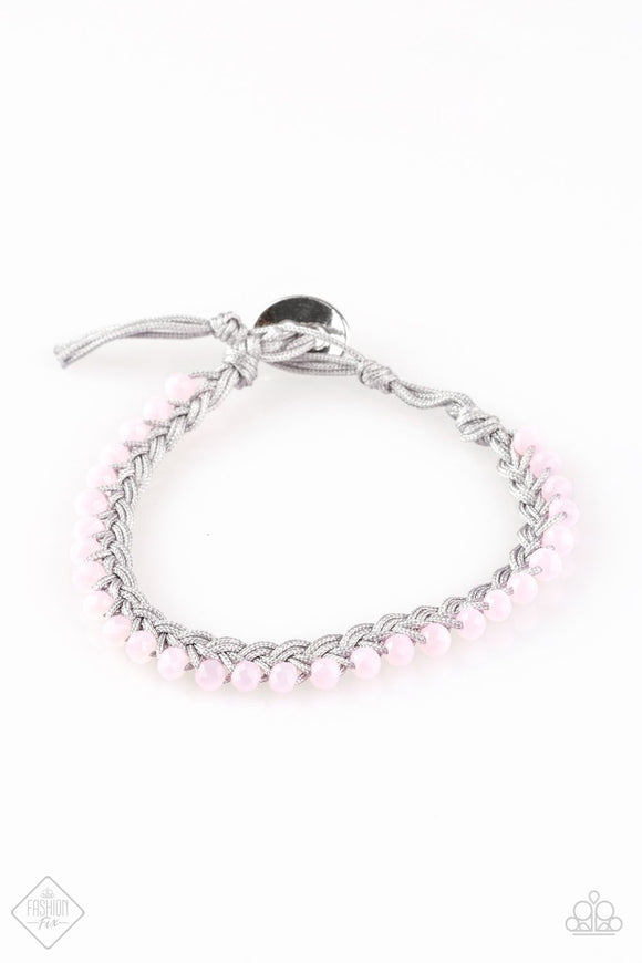 Take A GLINT - Pink Button Clasp Bracelet