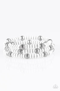 Barcelona Ball - White Stretch Bracelet