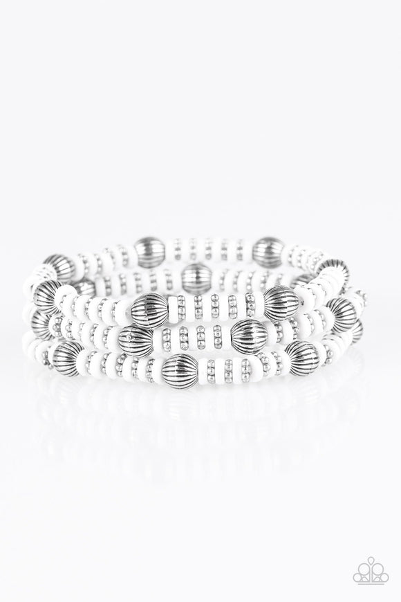 Barcelona Ball - White Stretch Bracelet