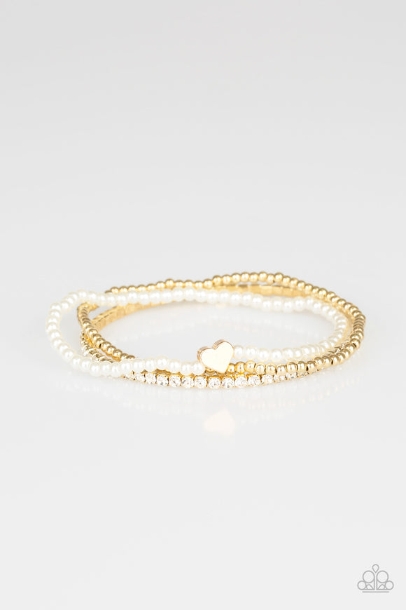 Cuter Than Cupid - Gold Stretch Bracelet - Stretch Gold Box