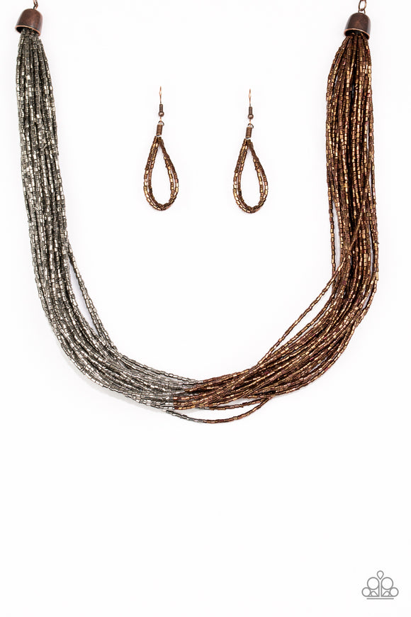Flashy Fashion - Copper Seed Bead Necklace - Box 7 - Copper