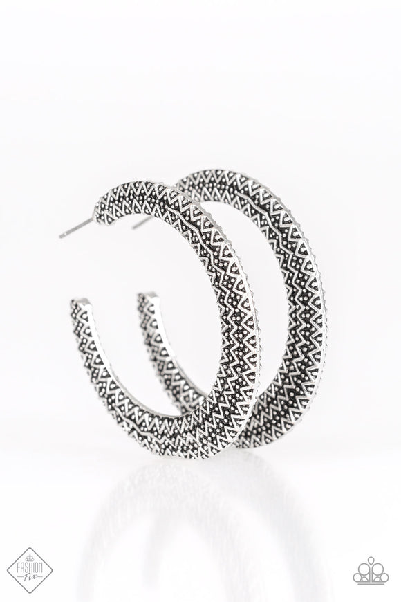 Talk About Texture - Silver Hoop Earring