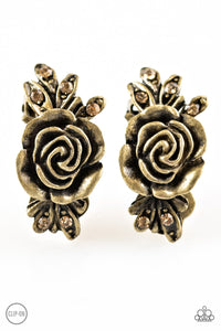 Rose Garden Radiance - Brass Clip-On Earring - Box 1