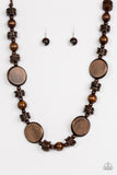 Tiki Tonga - Brown  Wooden Necklace - Box 5 - Brown