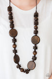 Tiki Tonga - Brown  Wooden Necklace - Box 5 - Brown