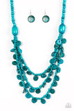 Safari Samba - Blue Wooden Necklace - Box 6 - Blue