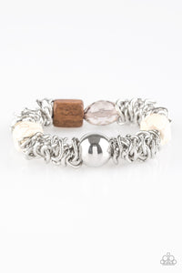 Mesmerizingly Magmatic - White Stretch Bracelet