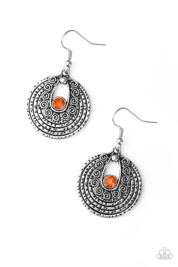 Majestically Mayan - Orange Earrings - Box OrangeE4
